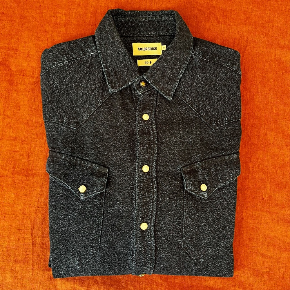 Taylor Stitch Men's Indigo dyed Western Pearl Snap Long Sleeve Shirt